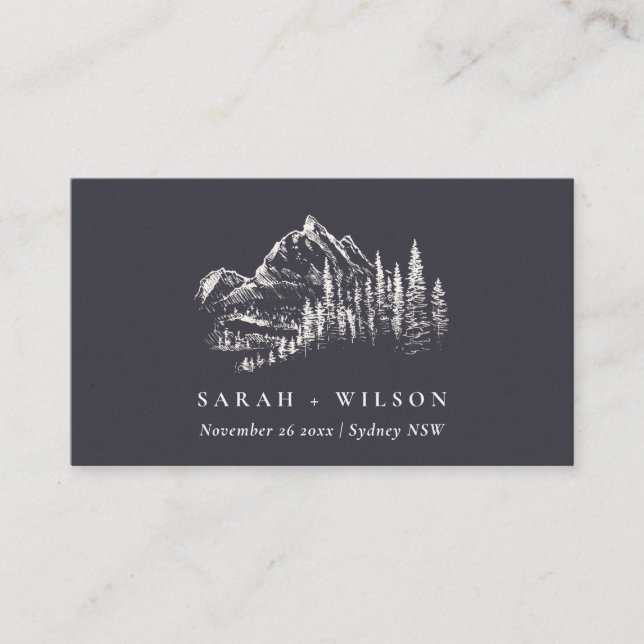 Carte D'accompagnement Site Mariage de Navy Pine Woods Mountain Sketch (Devant)