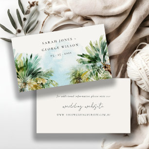 Carte D'accompagnement Site Mariage de Sable Tropical Palm Trees