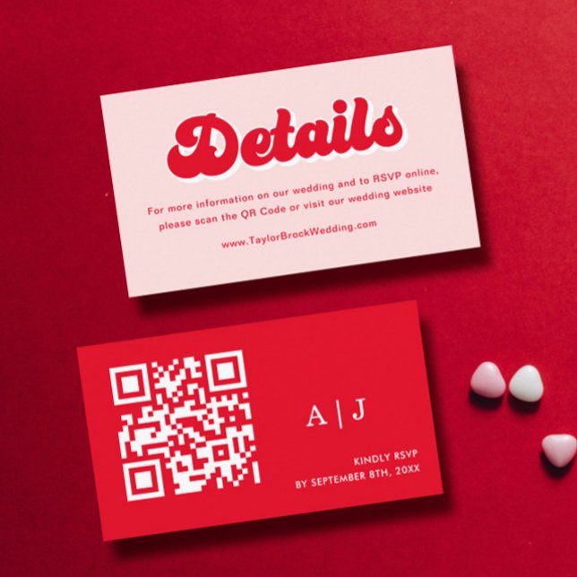 Carte D'accompagnement Site Mariage de Saint-Valentin rouge et rose (Créateur téléchargé)