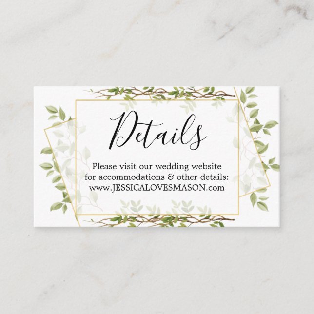 Carte D'accompagnement Site Mariage de Woodland Greenery Insérer une cart (Devant)