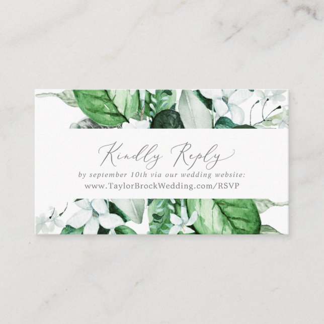 Carte D'accompagnement Site Mariage de Woodland Greenery RSVP (Devant)