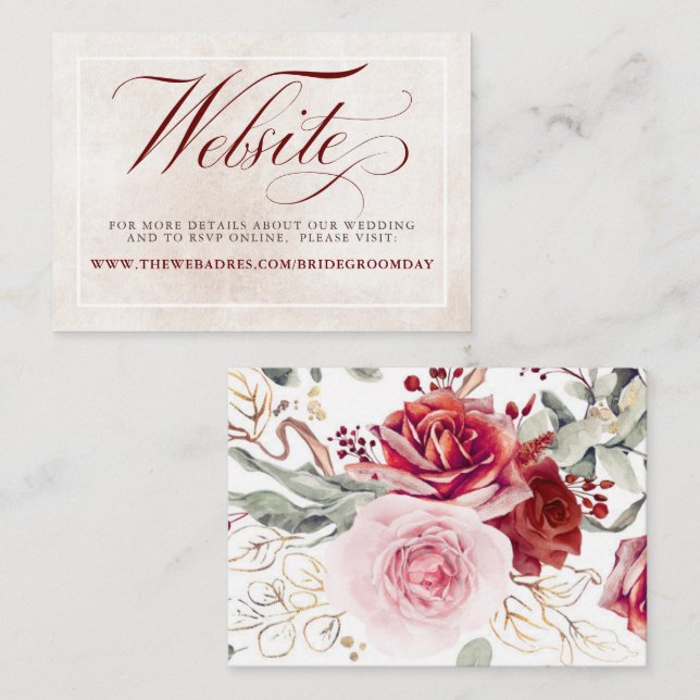Carte D'accompagnement Site Mariage des Fleurs rouges de Bourgogne (Devant / Derrière)