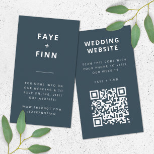 Carte D'accompagnement Site mariage Dusky Blue Scandinavian QR Code