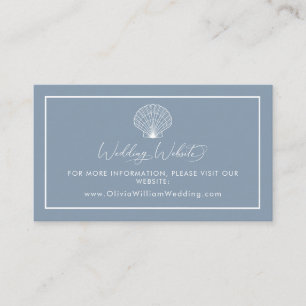 Carte D'accompagnement Site Mariage Dusty Blue Beach Seashell