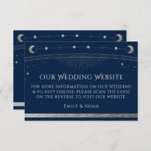 Carte D'accompagnement Site Mariage en argent bleu céleste RSVP QR Code