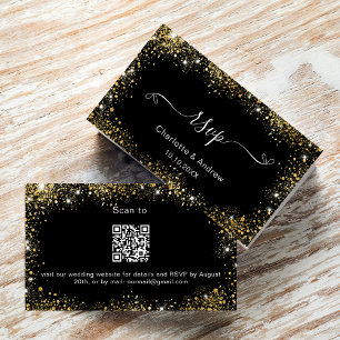 Carte D'accompagnement Site mariage en or noir RSVP QR code