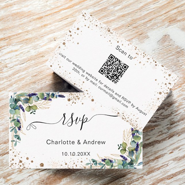 Carte D'accompagnement Site mariage Eucalyptus de verdure RSVP QR code (Créateur téléchargé)