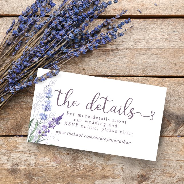 Carte D'accompagnement Site Mariage Floral de la lavande d'aquarelle (Créateur téléchargé)