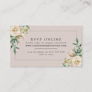 Carte D'accompagnement Site Mariage Floral Rose blanche RSVP