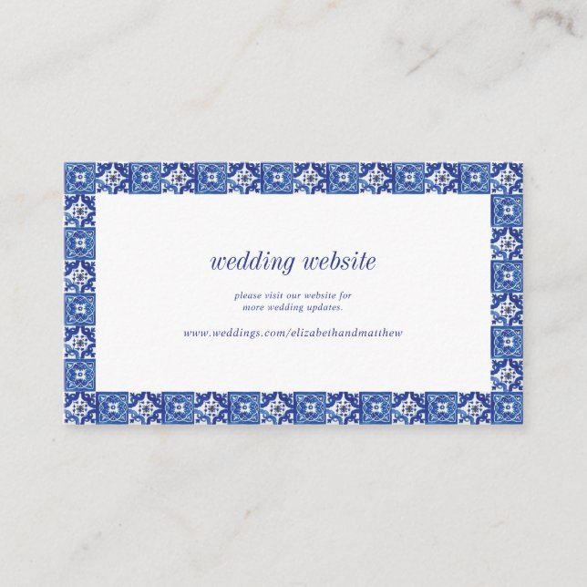 Carte D'accompagnement Site Mariage méditerranéen bleu moderne (Devant)