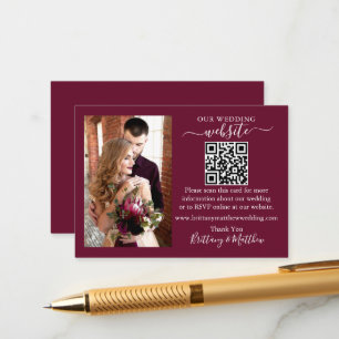 Carte D'accompagnement Site mariage Minimaliste QR Photo Bourgogne
