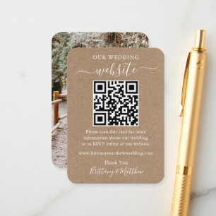 Carte D'accompagnement Site Mariage minimaliste Simple Photo Kraft QR