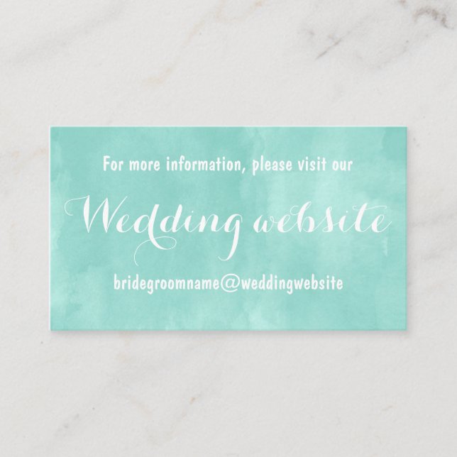 Carte D'accompagnement Site mariage moderne aqua vert aquarelle (Devant)