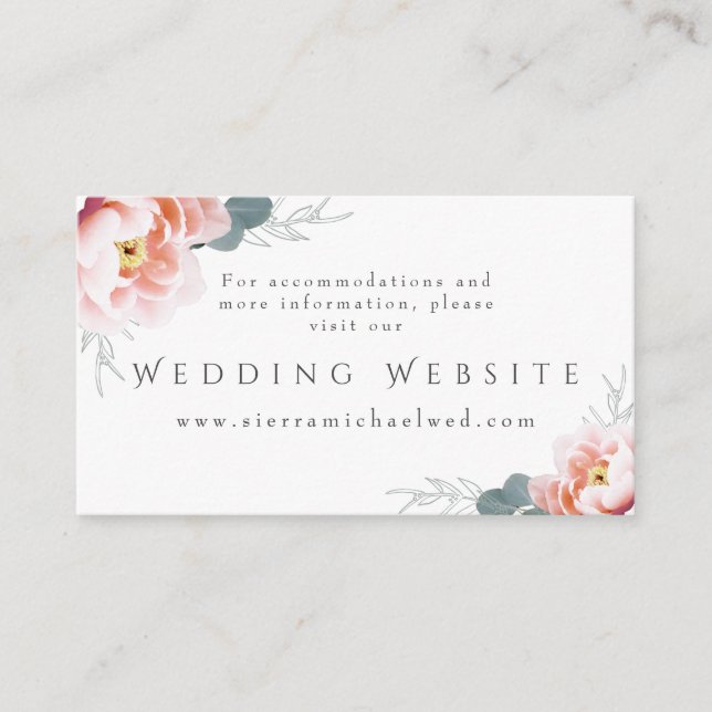 Carte D'accompagnement Site mariage | Moderne Floral Rose Peony (Devant)