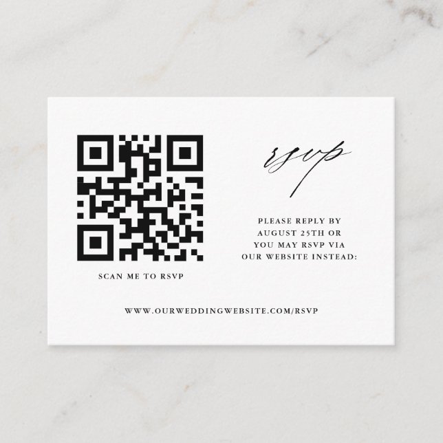 Carte D'accompagnement Site Mariage moderne simple RSVP avec code QR (Devant)