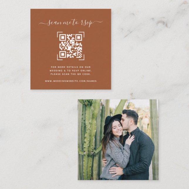 Carte D'accompagnement Site mariage | Photo d'analyse de code QR  (Devant / Derrière)