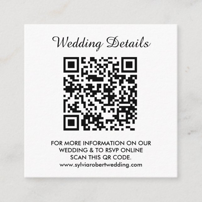 Carte D'accompagnement Site mariage | QR Code Couple photo RSVP (Devant)