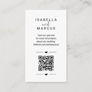 Carte D'accompagnement Site mariage QR Code - Détails du registre RSVP