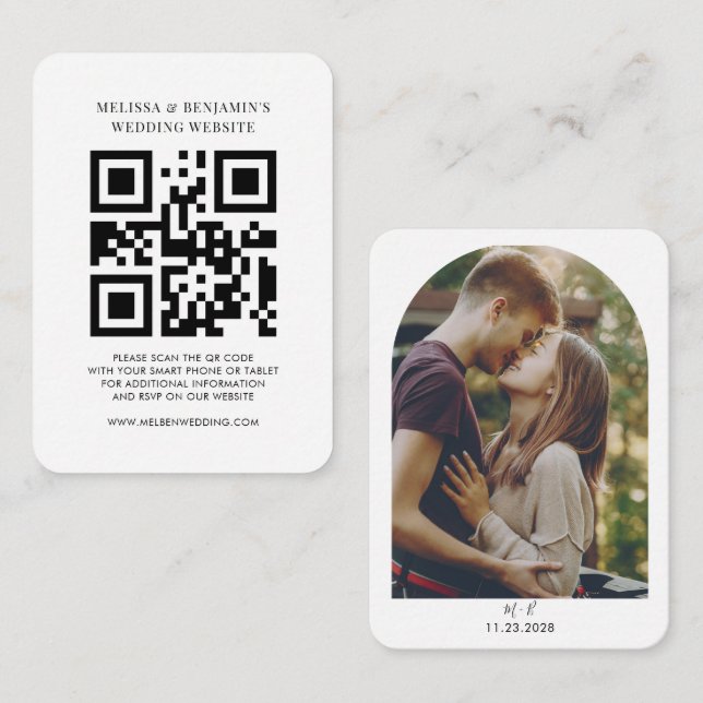 Carte D'accompagnement Site mariage QR Code Photo RSVP (Devant / Derrière)