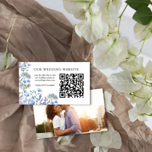 Carte D'accompagnement Site mariage QR Code RSVP Periwinkle Fleur sauvage