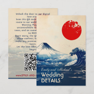 Carte D'accompagnement Site mariage + QR Harmonie japonaise avec Fuji