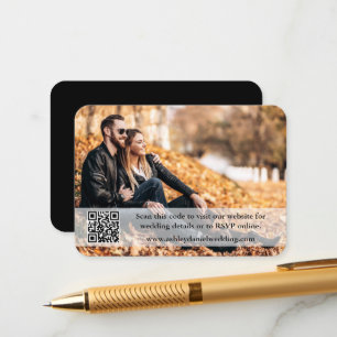Carte D'accompagnement Site mariage QR Overlay Photo Black