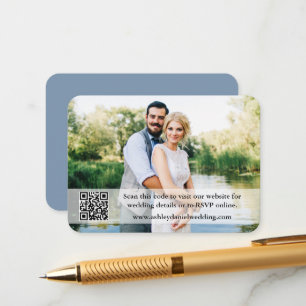 Carte D'accompagnement Site mariage QR Overlay Photo Dusty Blue