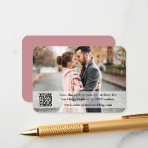 Carte D'accompagnement Site mariage QR Overlay Photo Dusty Rose
