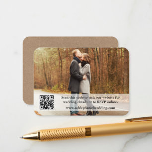 Carte D'accompagnement Site mariage QR Overlay Photo Kraft