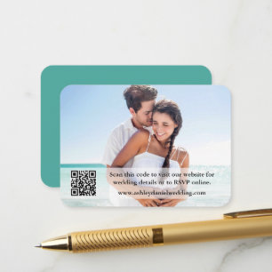 Carte D'accompagnement Site mariage QR Overlay Photo Turquoise