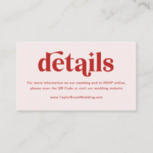 Carte D'accompagnement Site Mariage rouge et rose clair