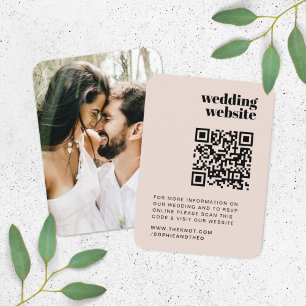 Carte D'accompagnement Site mariage   RSVP QR Code Photo Retro