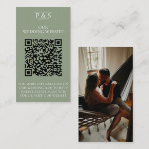 Carte D'accompagnement Site Mariage Sage Green QR Code Photo Rsvp