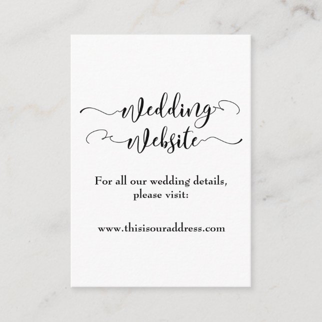 Carte D'accompagnement Site mariage | Script noir et votre photo (Devant)