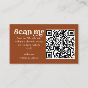 Carte D'accompagnement Site mariage Terracotta Retro RSVP QR Code