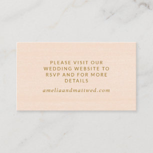 Carte D'accompagnement Site minimaliste de Mariage moderne Boho Peach Gol