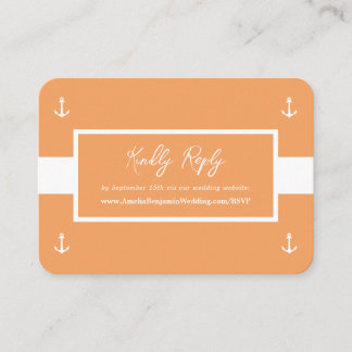 Carte D'accompagnement Site Motif nautique Orange Mariage RSVP