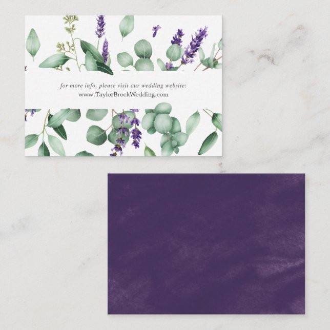 Carte D'accompagnement Site Rustique de Lavande & Eucalyptus Mariage (Devant / Derrière)