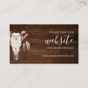 Carte D'accompagnement Site Rustique Mariage Antler Boho Dark Wood