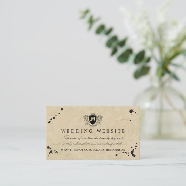 Carte D'accompagnement Site vintage de Monogramme et Mariage de tôle d'en (Debout devant)
