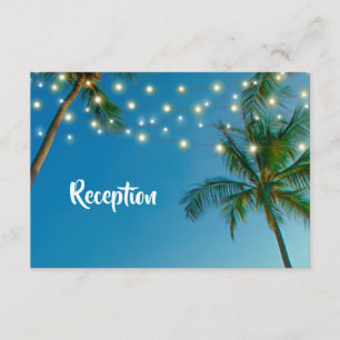 Carte D'accompagnement Site Web Beach String Lights Palm Trees Réception