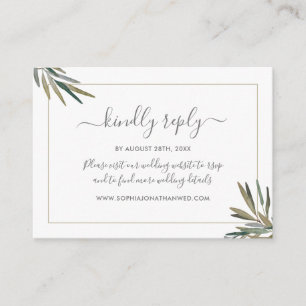Carte D'accompagnement Site Web botanique RSVP de mariage d'herbe