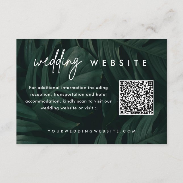 Carte D'accompagnement Site Web Code QR de mariage de destination tropica (Devant)