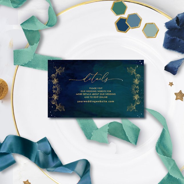 Carte D'accompagnement Site web de Blue, Navy et Green Mariage / Détails (Créateur téléchargé)