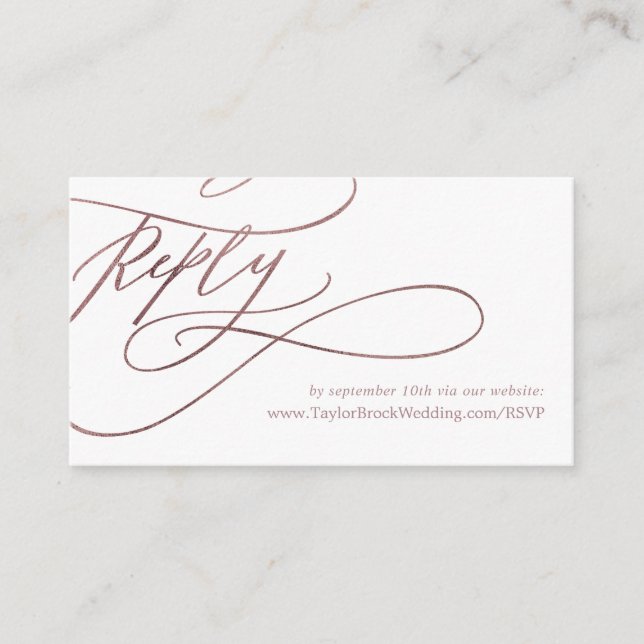 Carte D'accompagnement Site Web de calligraphie d'or du Rose romantique R (Devant)