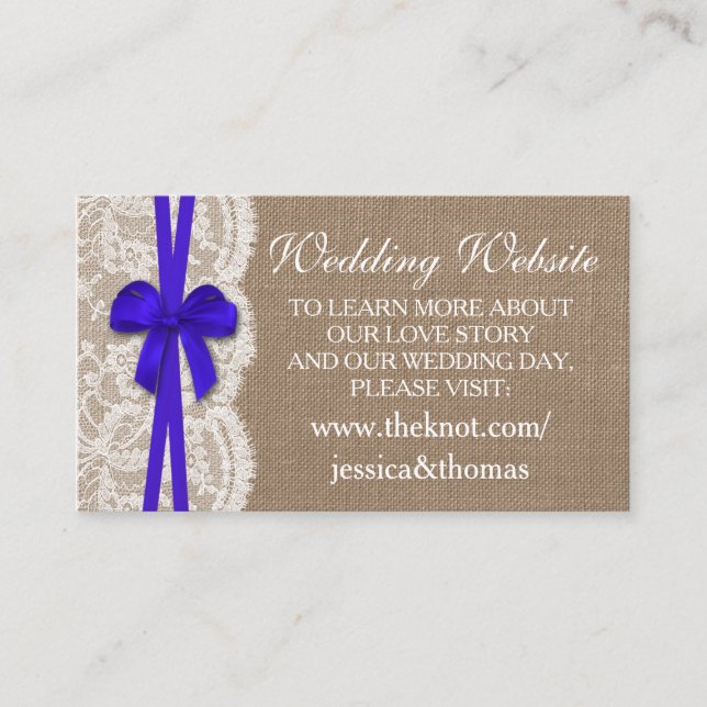 Carte D'accompagnement Site Web de la collection de Mariages Rustic Blue  (Devant)