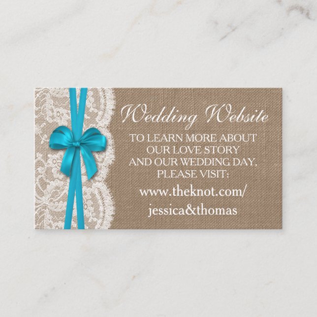 Carte D'accompagnement Site Web de la collection de Mariages Rustic Blue  (Devant)
