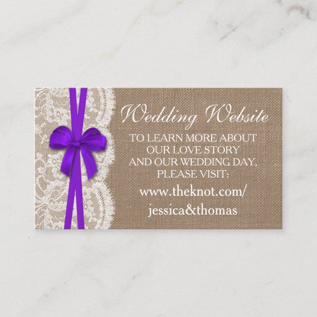 Carte D'accompagnement Site Web de la collection de Mariages Rustic Purpl (Devant)