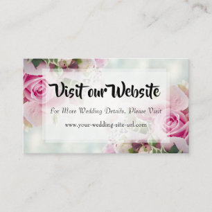 Carte D'accompagnement Site Web de Mariage aux Fleurs Roses et Pivoines