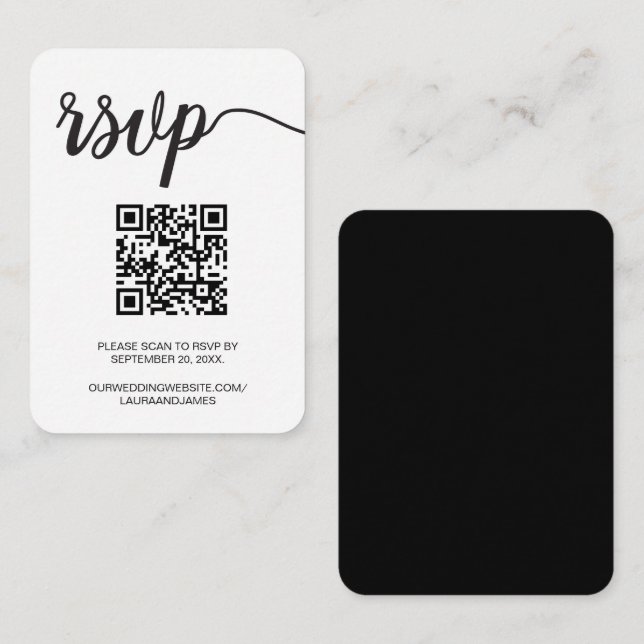 Carte D'accompagnement Site Web de Mariage avec Code QR RSVP et Script Si (Devant / Derrière)